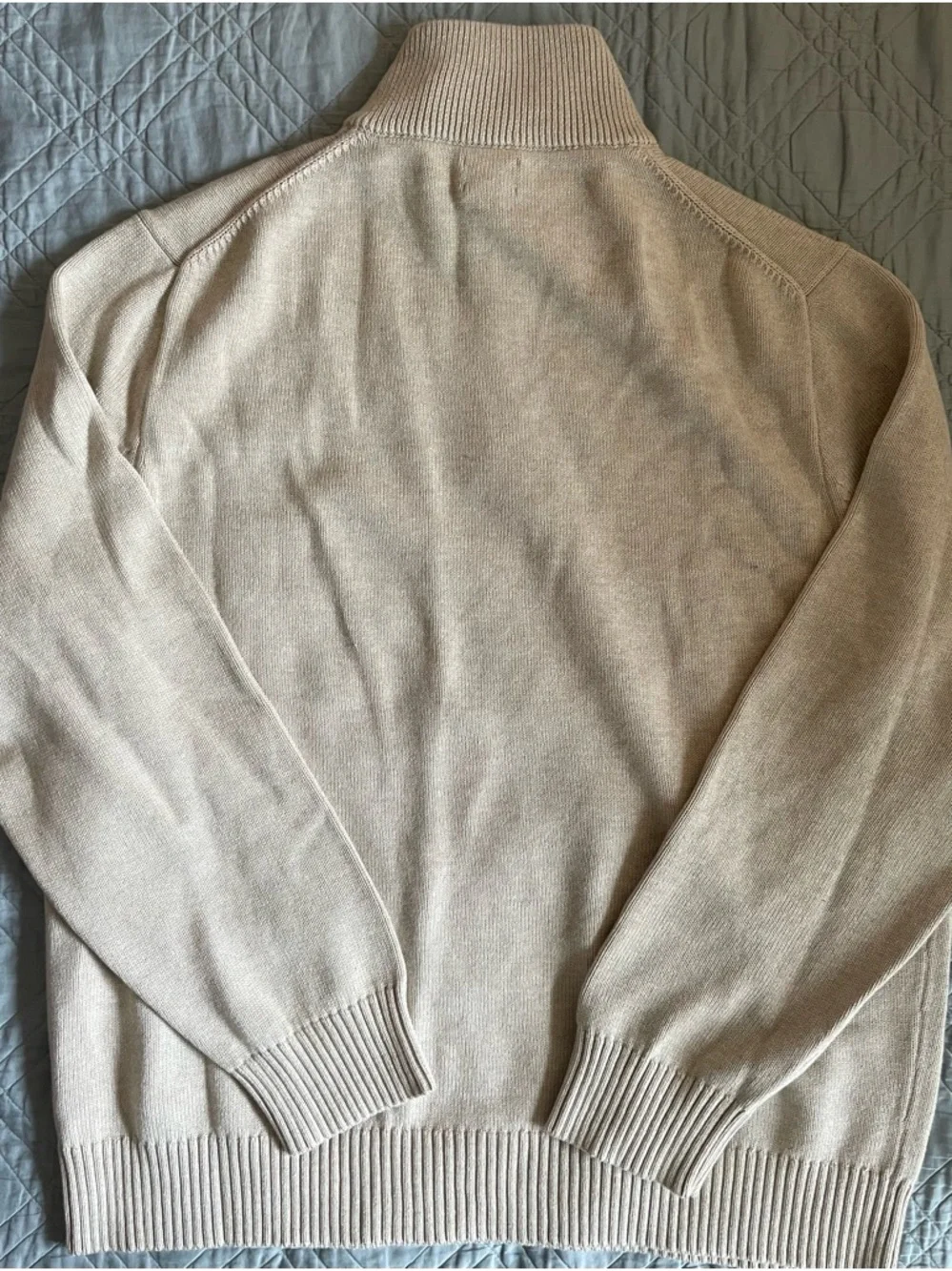 J.‎ CREW Heritage cotton quarter-zip sweater in Heather Sand XXL NWT $118 BT793